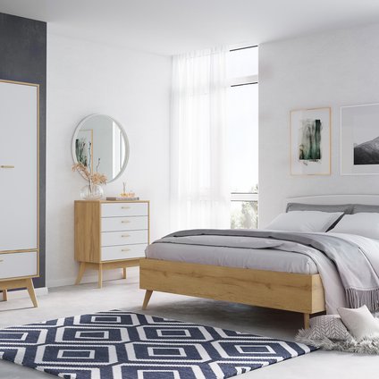 Спальня модульная Нордик 3 Белый/Дуб Золотистый