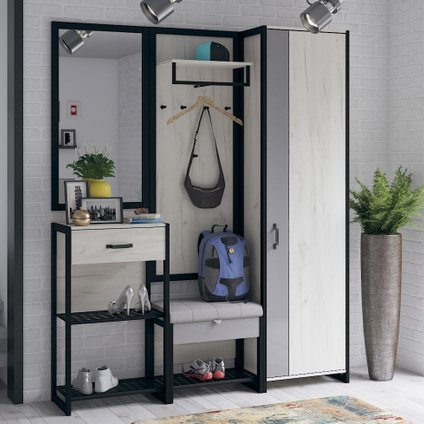 Модульная прихожая Техно-1 Дуб Крафт Белый