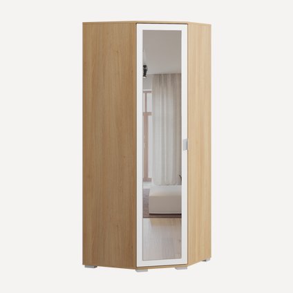 Угловой распашной шкаф Стелла-80-50-200 Oak с зеркалом