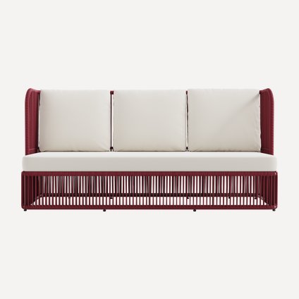 Диван садовый Ланоси Рогожка Молочный/Бордовый