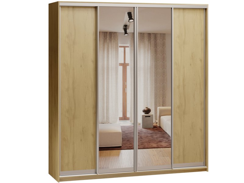 Шкаф-купе Байкал 4-220x240 Дуб Золотистый 2 зеркала