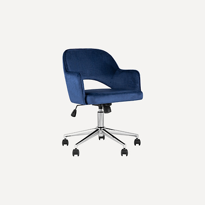 Офисное кресло Кларк Велюр Синий/Хром