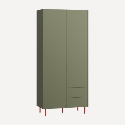 Распашной шкаф Изи 2-100x220 Оливковый/Оранжевый