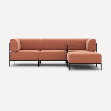 Диван садовый модульный Нолан 1 Рогожка Терракотовый/Черный