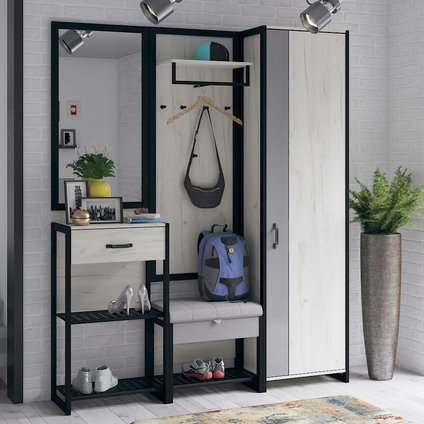 Модульная прихожая Техно 1 Дуб Крафт Белый