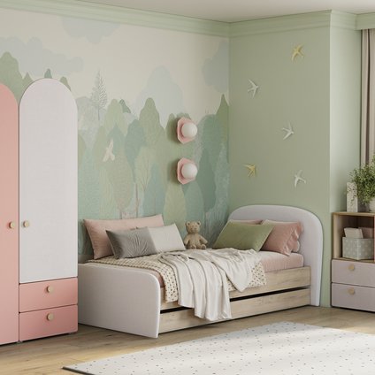 Модульная детская Арчи 3 Розовый/Дуб ирландский