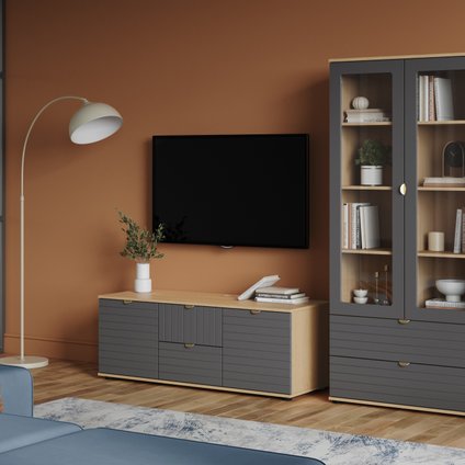 Модульная гостиная Монблан-4 Line Grafit Oak
