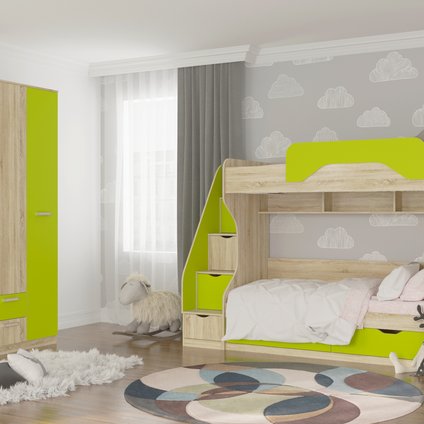 Модульная детская Акварель 2 Лайм