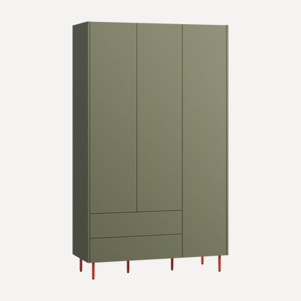 Распашной шкаф Изи 3-130x220 Оливковый/Оранжевый