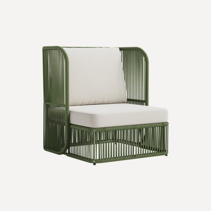 Кресло Ланоси Рогожка Молочный/Оливковый