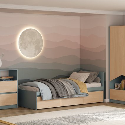 Модульная детская Пенни 3 Береза/Серо-зеленый