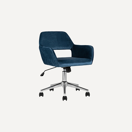 Офисное кресло Росс Велюр Синий/Хром