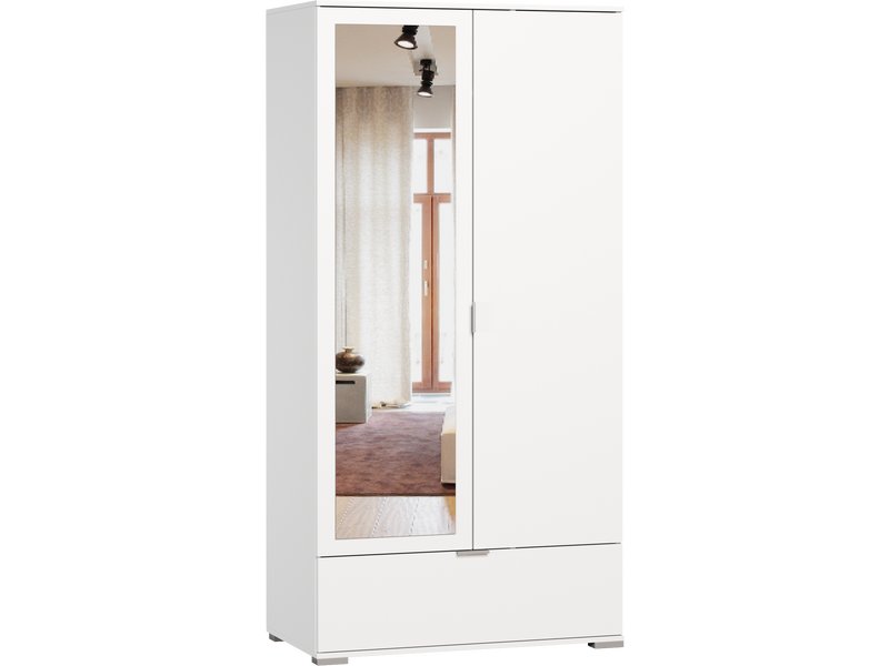 Распашной шкаф Стелла 2.1-90x200 Белый с зеркалом