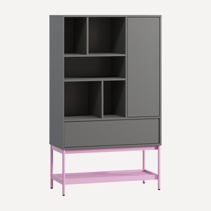 Стеллаж Изи 90x152 Графитовый/Розовый