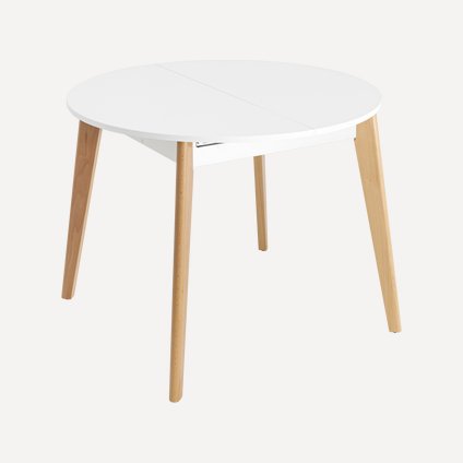 Кухонный стол Хилтон 100 раскладной Белый/Натуральный