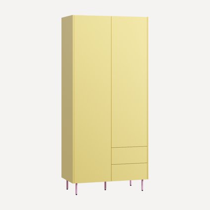Распашной шкаф Изи 2-100x220 Желтый/Розовый