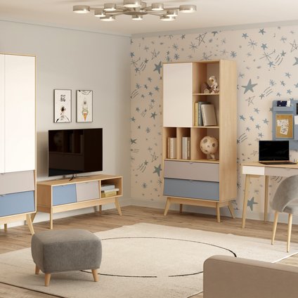 Модульная детская Лесли 3 Светло-синий/Береза