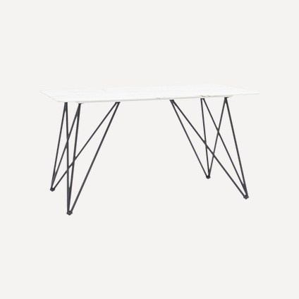 Кухонный стол Сакраменто 140x90 Белый мрамор/Черный