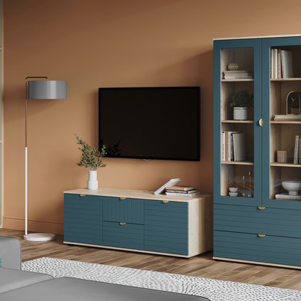 Модульная гостиная Монблан 5 Линии Аквамарин/Дуб Ирландский