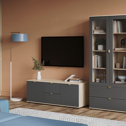 Модульная гостиная Монблан 4 Линии Графитовый/Дуб Ирландский