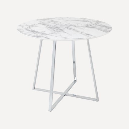Кухонный стол Кирстен 100 Белый мрамор/Хром