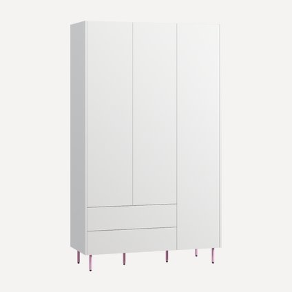 Распашной шкаф Изи 3-130x220 Белый/Розовый