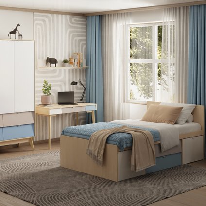 Модульная детская Лесли-1 Plywood Sky