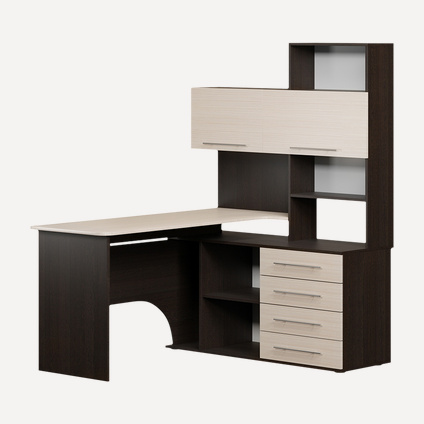 Компьютерный стол КСТ-14 Венге/Беленый дуб правый