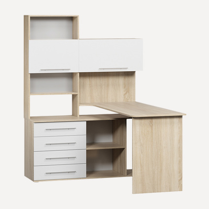 Компьютерный стол КСТ-14 Дуб сонома/Белый левый