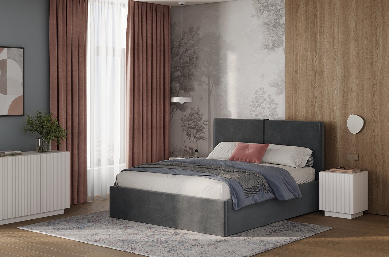 Кровать Эби-Floor 160 Velvet Grafit - фото 2