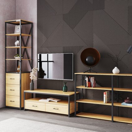 Модульная гостиная Лофт Дуб Золотистый