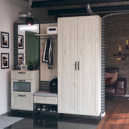 Модульная прихожая Сидней-1 Дуб Крафт Белый