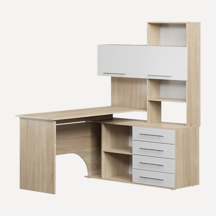 Компьютерный стол КСТ-14 Дуб сонома/Белый правый