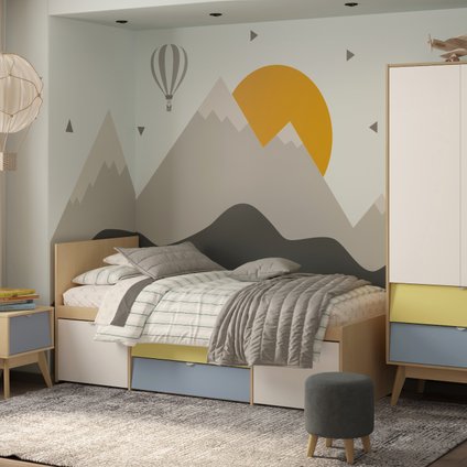 Модульная детская Лесли-4 Plywood Mustard