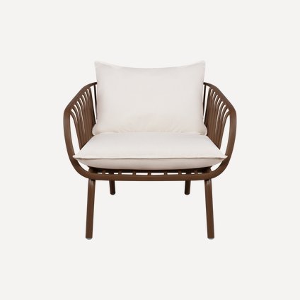 Кресло Франс Рогожка Белый/Коричневый