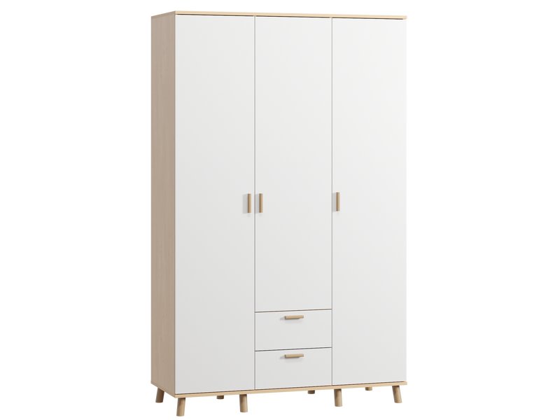 Распашной шкаф Пронто 3-130x210 Береза/Белый