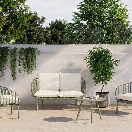 Комплект садовой мебели Франс Рогожка Белый/Оливковый