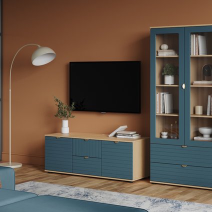 Модульная гостиная Монблан-5 Line Aquamarine Oak