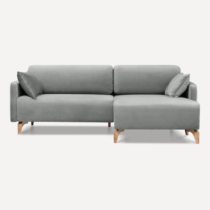 Диван угловой Льери Велюр Светло-серый