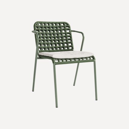 Стул Эберсон Рогожка Молочный/Оливковый