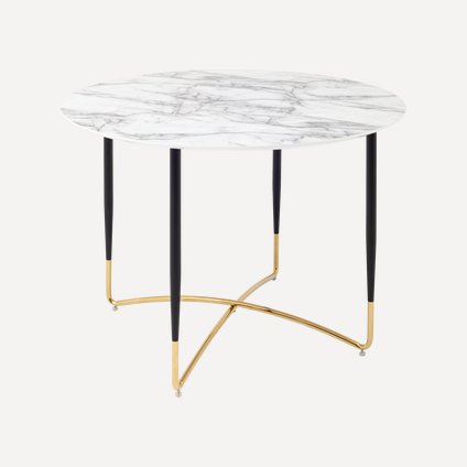 Кухонный стол Ларсон 110 Белый мрамор/Черный