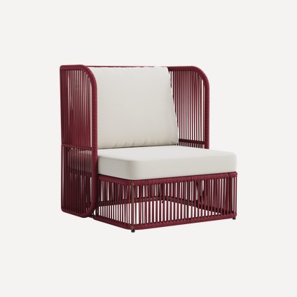 Кресло Ланоси Рогожка Молочный/Бордовый
